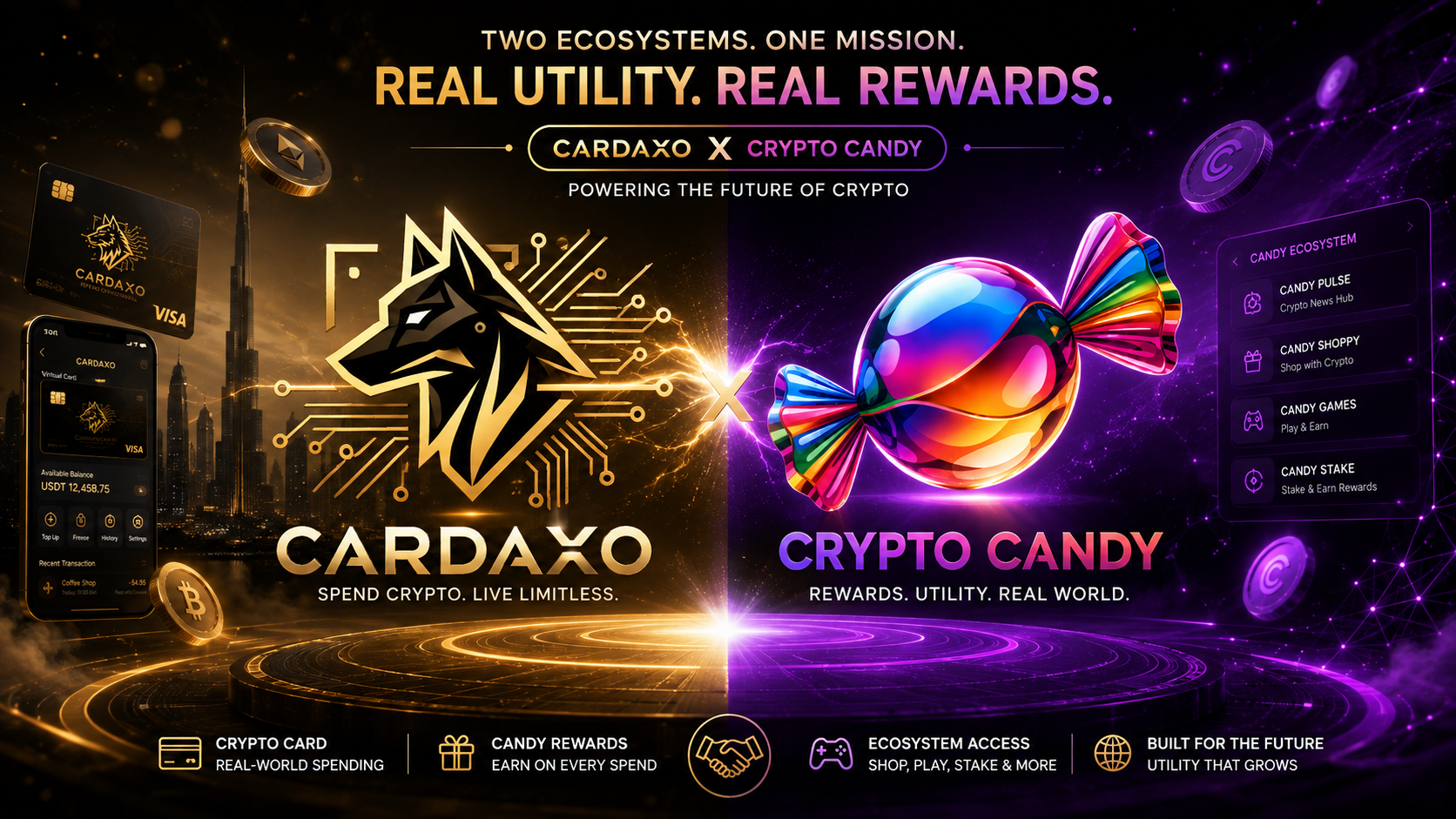 Candy Token rewards ecosystem powering Cardaxo crypto card