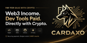 Developer adding a Cardaxo virtual card to a SaaS billing page to pay for subscriptions like Replit and AWS with crypto