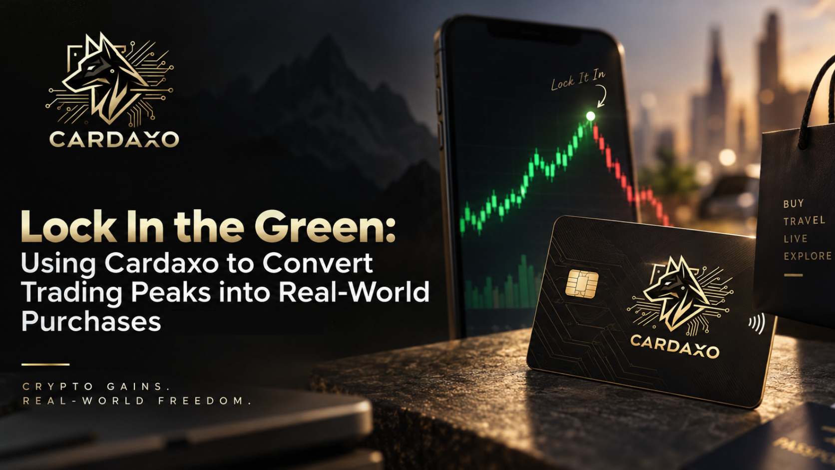Cardaxo crypto card being used for a real-world purchase during a market peak